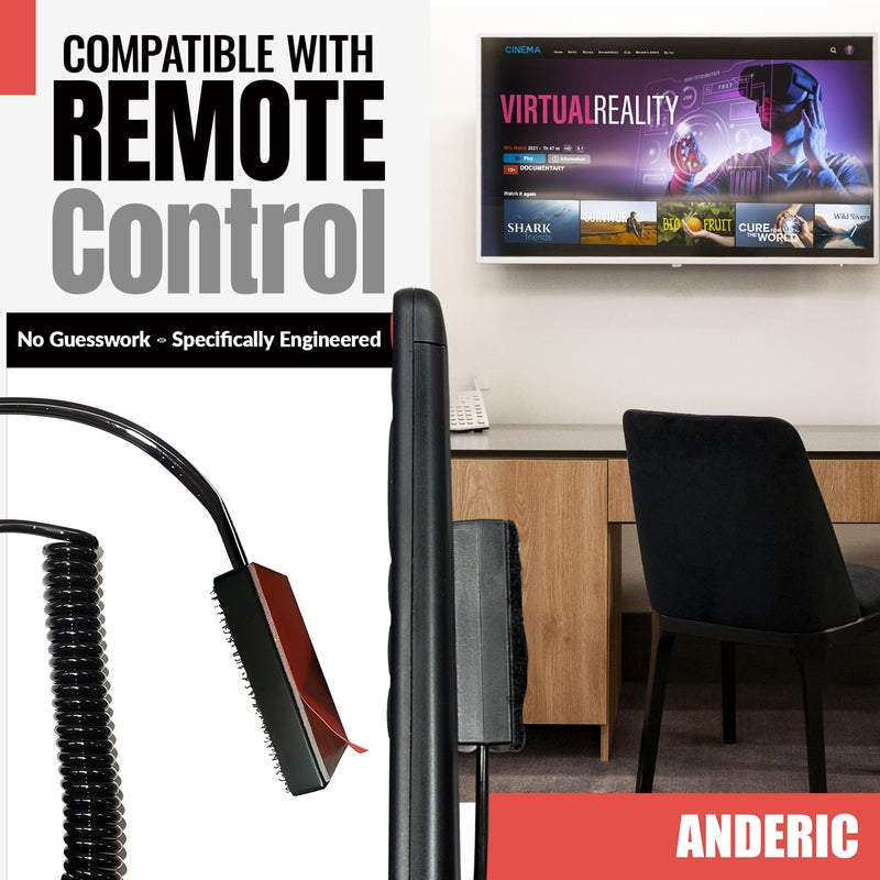 Anderic Universal Coiled Security Cable Bulk Pricing Available - Remote Control Tether Security Cable Leash with Hook and Loop Fastener Tape and Double-Sided Tape - Anderic - CBL02 - Image 4